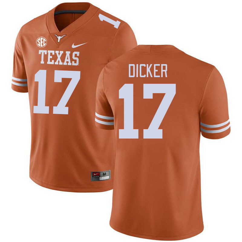 # 17 Cameron Dicker Texas Longhorns Jerseys Football Stitched-Orange